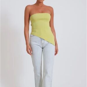 Meshki Green Fitted Asymmetrical Crop Top